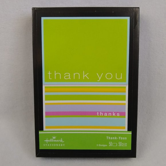 Hallmark Stationery Thank You Cards 2 Designs 50 Count with Envelopes Green NEW - Picture 1 of 6